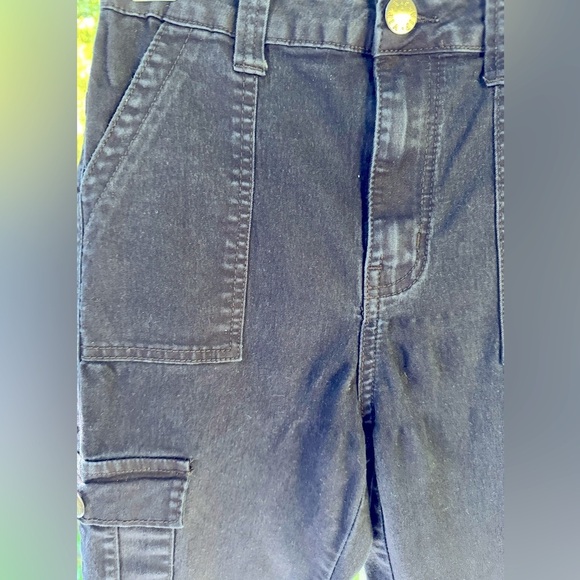 V.I.P. Unisex Dark Blue Cargo Jeans with utility pockets size 7-8. Front snap - Picture 4 of 9
